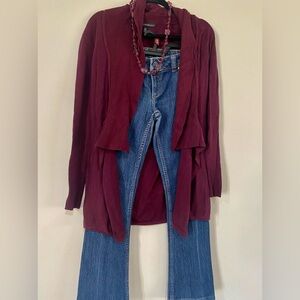 White House black market cardigan maroon 
XS